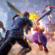 Various Final Fantasy VII: The First Soldier combatants are battling it out against iconic series characters like Barret, Cloud, and Tifa.